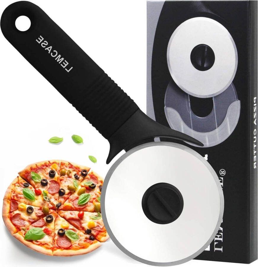 Pizzasnijder van Roestvrij Staal met Siliconen Handvat Zwart pizzasnijder