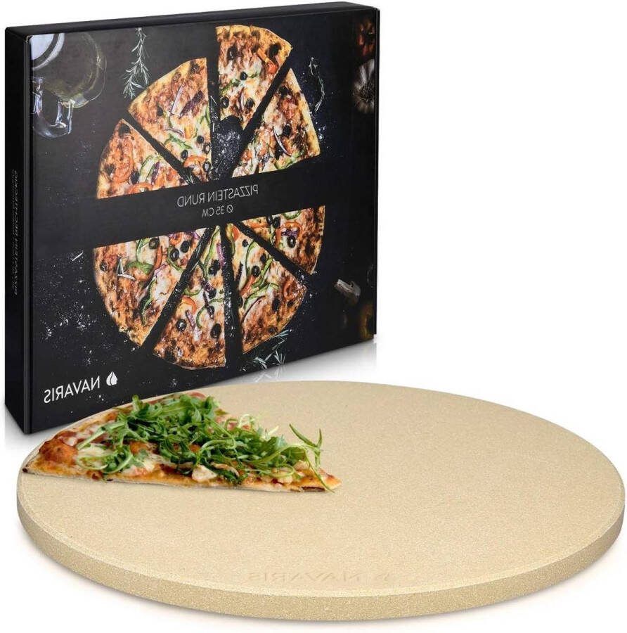Pizzasteen 35 cm voor oven of barbecue Natuursteen pizzabakplaat met receptenboek