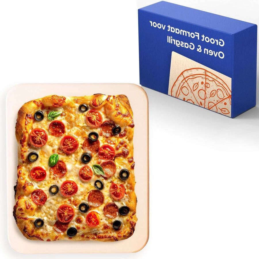 Pizzasteen 38cm voor Oven Gasgrill Krokante Bodem Rechthoekige Pizzasteen 38x31cm Cordieriet 900°C Hittebestendig Topkwaliteit pizza stone