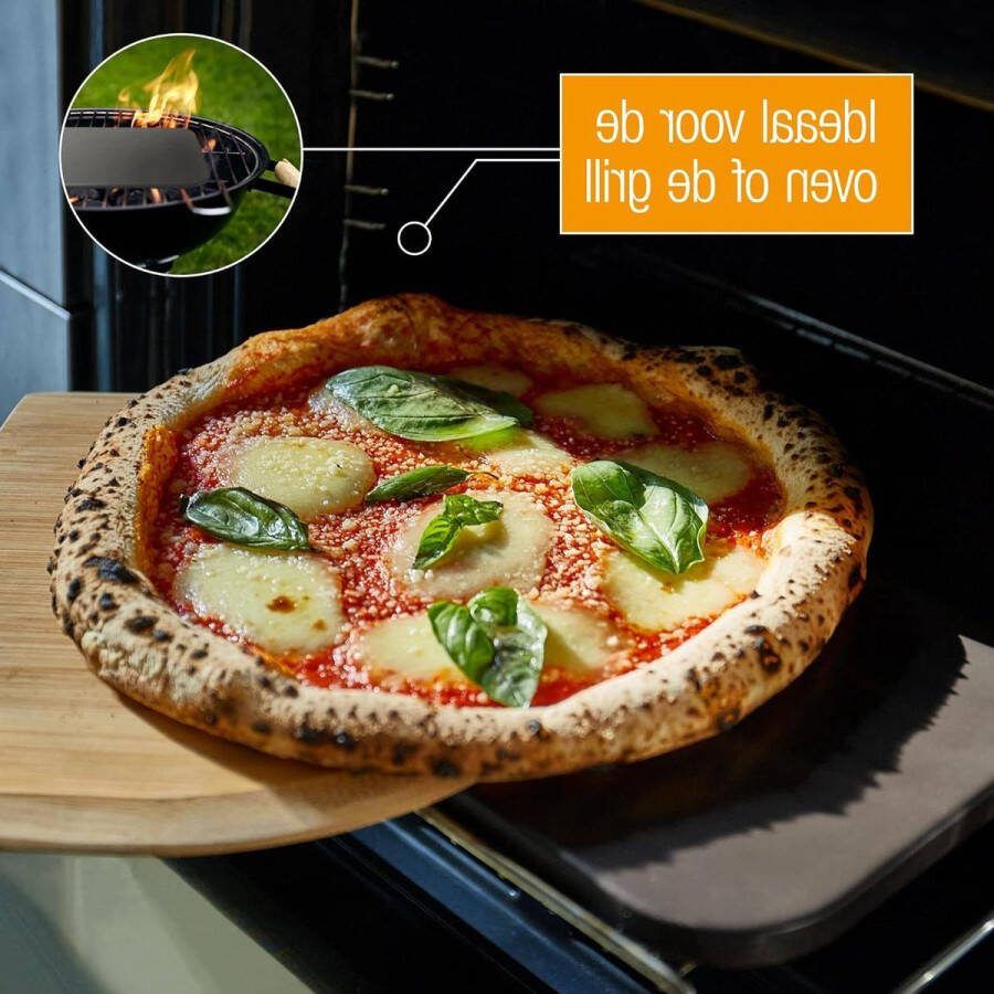 Pizzasteen Bakfolie en Recepten Boekje Hittebestendig Zwart Voor Knapperige Steenovenpizza pizza stone
