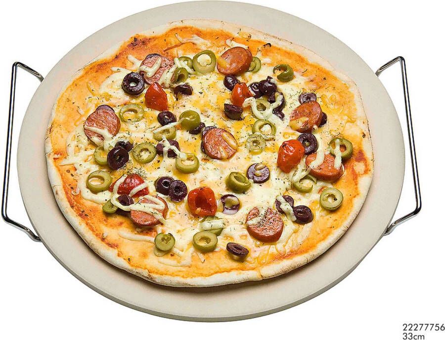 Trendo Pizzasteen met serveerrek (33 cm)