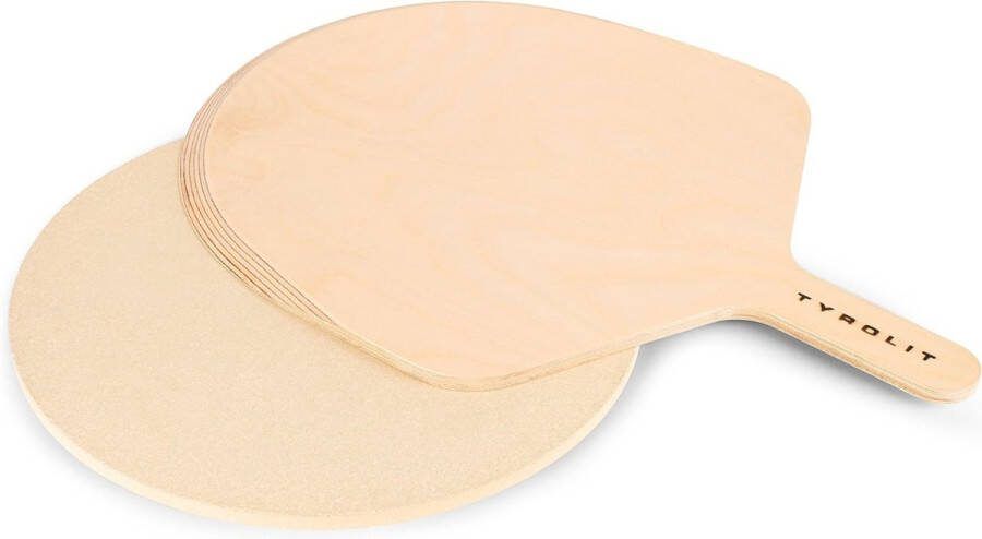 Pizzasteen rond voor grill en oven Ø 33 cm van cordieriet ronde pizzasteen inclusief praktische pizzaschuiver van hout