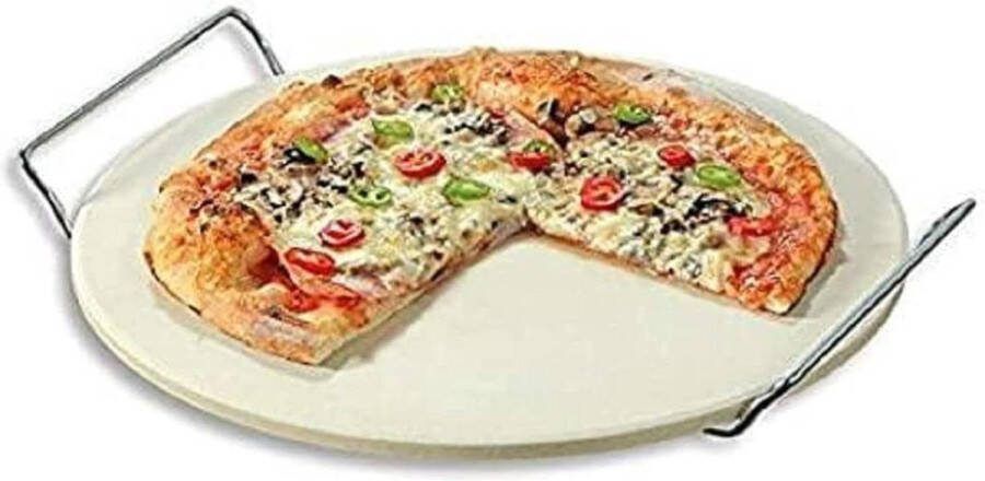 Pizzasteen van cordieriet keramiek metaal Ø 33 cm h: 1 cm beige 71550 pizza stone