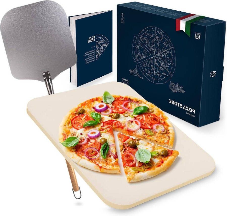 Pizzasteen van cordieriet XL formaat met pizzaschep Blumtal pizza stone