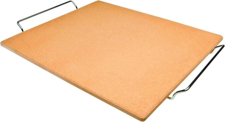 Pizzasteen van keramiek rechthoekig oranje zilver 40 x 35 x 1.5 cm pizza stone