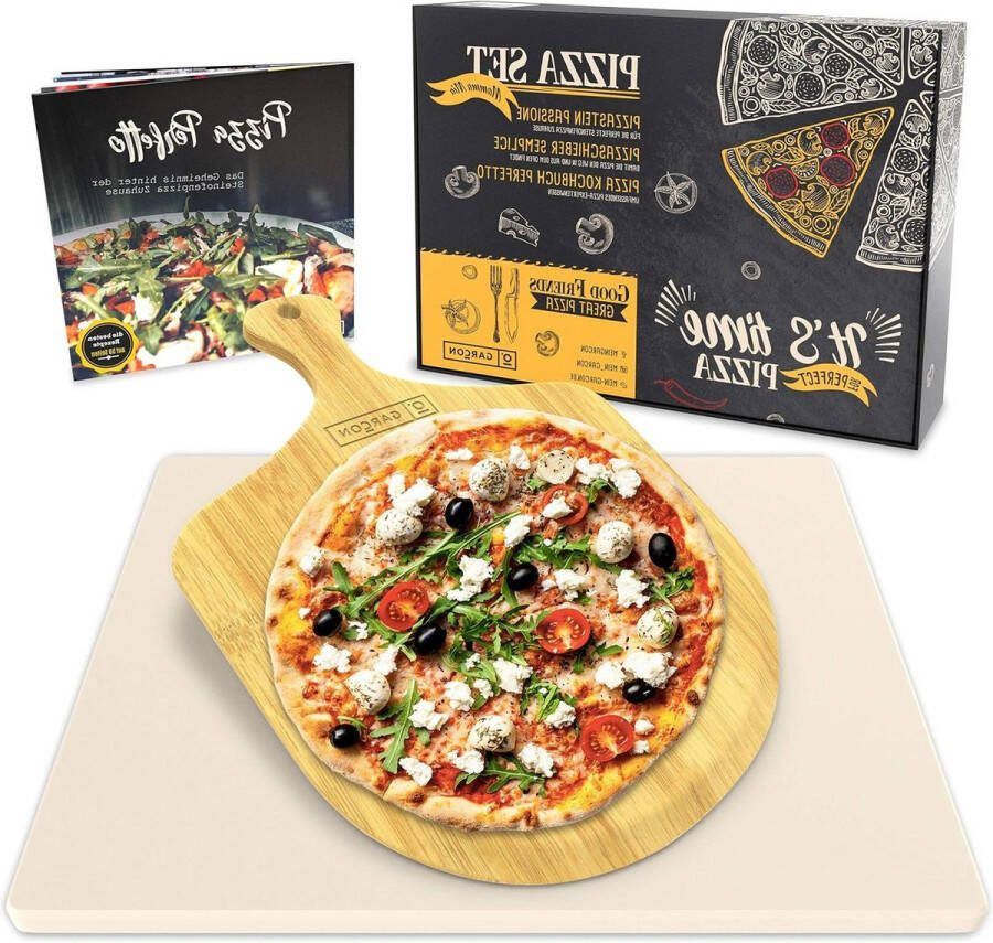 Pizzasteen voor oven en gasgrill 3-delige set met pizzaschuiver beste keuze 2019. pizza stone
