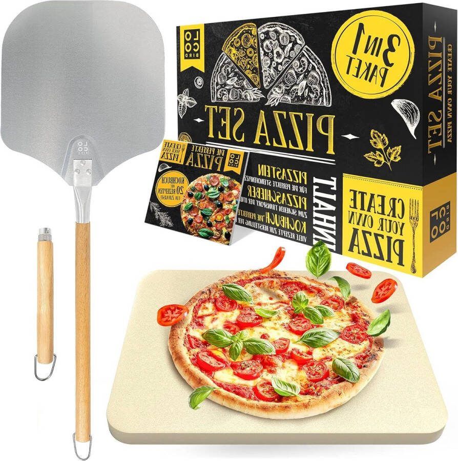 Pizzasteen voor oven en gasgrill set van 3 rechthoekige pizzasteen van cordieriet voor knapperige pizza inclusief pizzaschuiver pizza stone