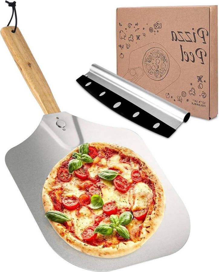 Pizzasteen XL oven gasgrill rechthoekig grill met pizzasnijder inklapbaar handvat pizza stone