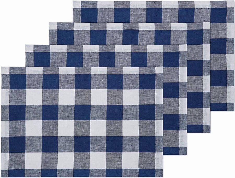 Placemats Blauw Rechthoekig Set van 4 45 x 28 cm Katoen
