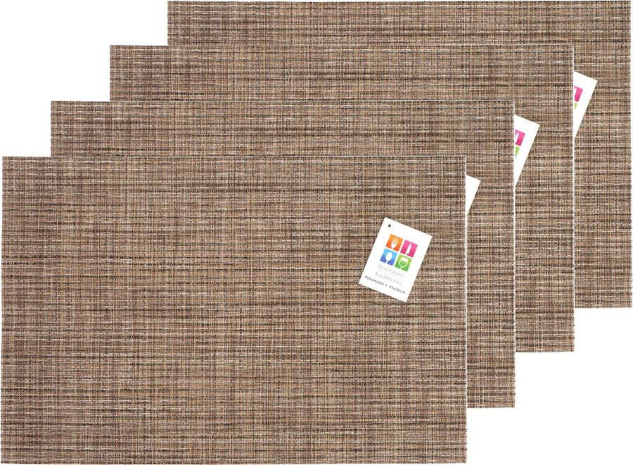 Merkloos Placemats Hampton 4x bruin geweven PVC 30 x 45 cm Placemats