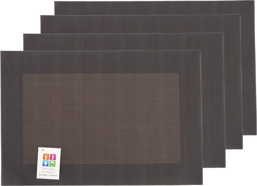 Merkloos Placemats Hampton 4x bruin PVC 30 x 45 cm Placemats