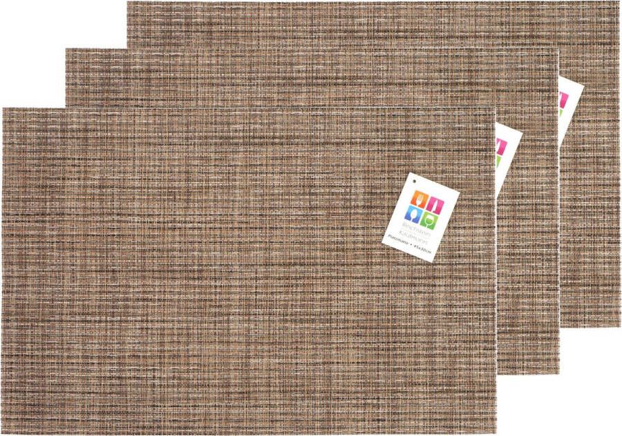 Merkloos Placemats Hampton 6x bruin geweven PVC 30 x 45 cm Placemats