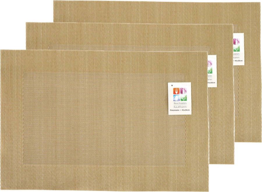 Merkloos Placemats Hampton 6x goud PVC 30 x 45 cm Placemats