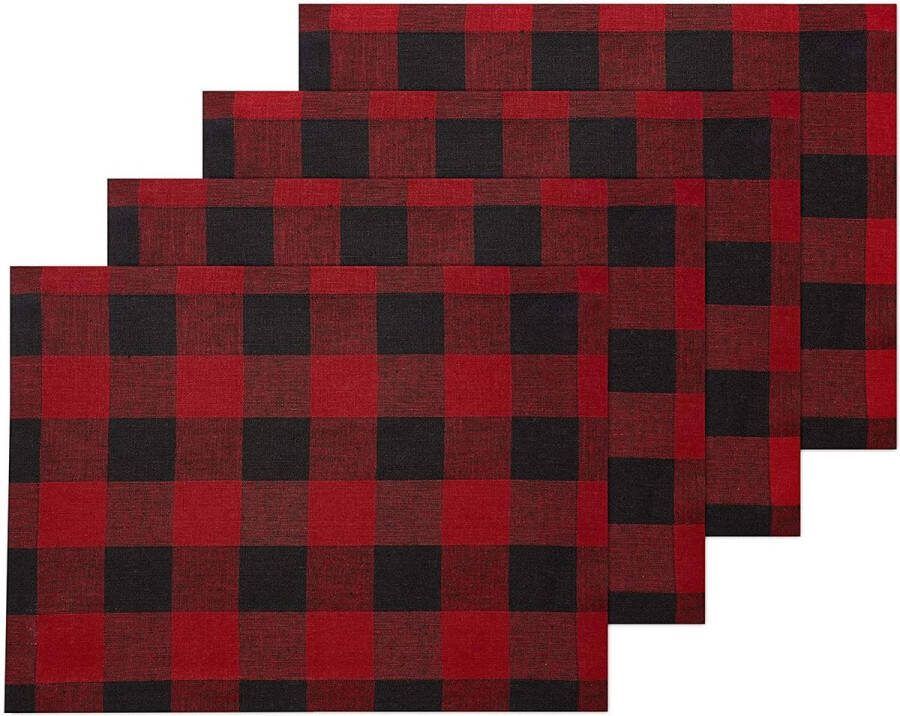 Placemats Rood- Rechthoekig Set van 4 45 x 28 cm Katoen