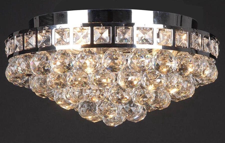 Plafondlamp Kristal Ø 40x20 cm Zilverkleurig Ijzer Glas Plafonniere