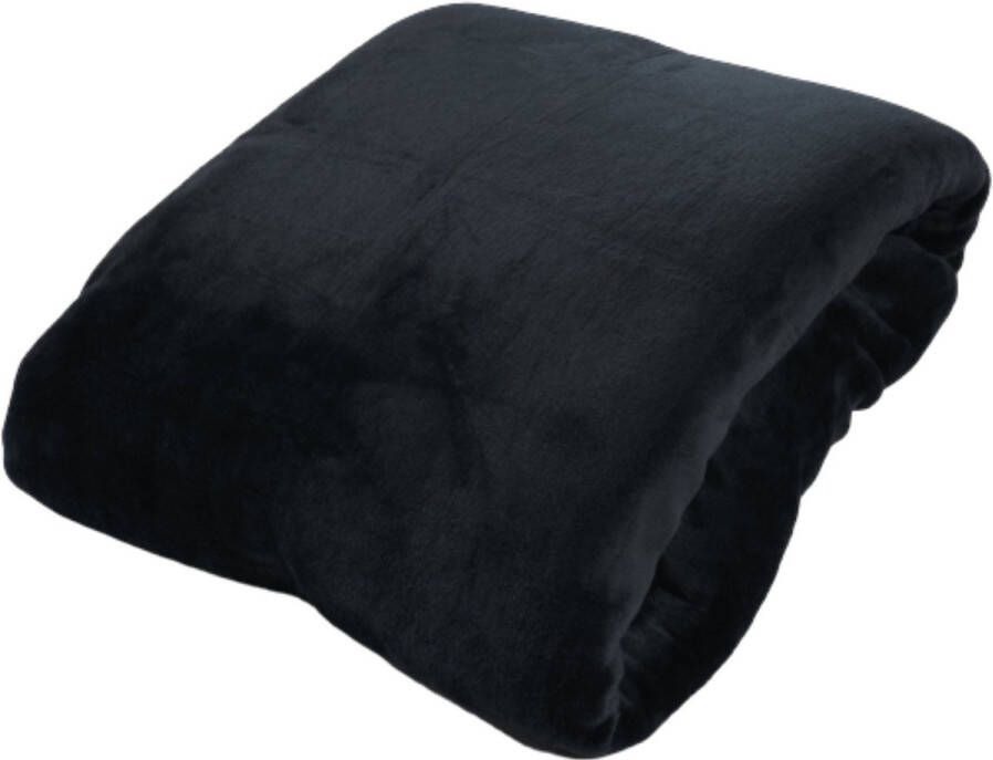 Zachtbeddengoed.nl plaids fleece deken 200x220cm zwart grand foulard knuffel zachte deken 300 gsm mooie kwaliteit