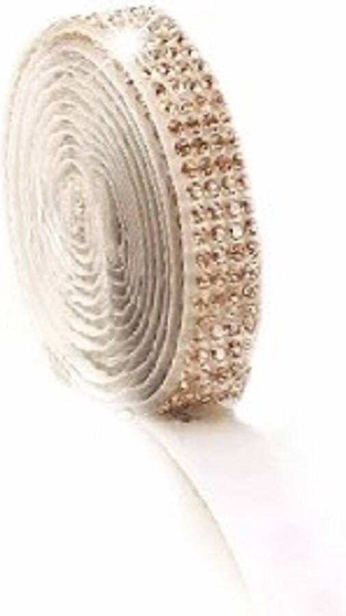 Plak lint strass steentjes 40cm glitter plakband breedte 10mm zelfklevend glitters bruin steen hotfix lintje versieren DIY knutselen meisjes craft art scrapbook
