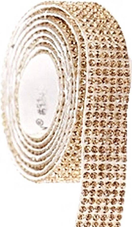 Plak lint strass steentjes Bruin 1.2 meter glitter plakband zelfklevend glitters steen hotfix lintje 10mm versieren DIY knutselen meisjes craft art scrapbook