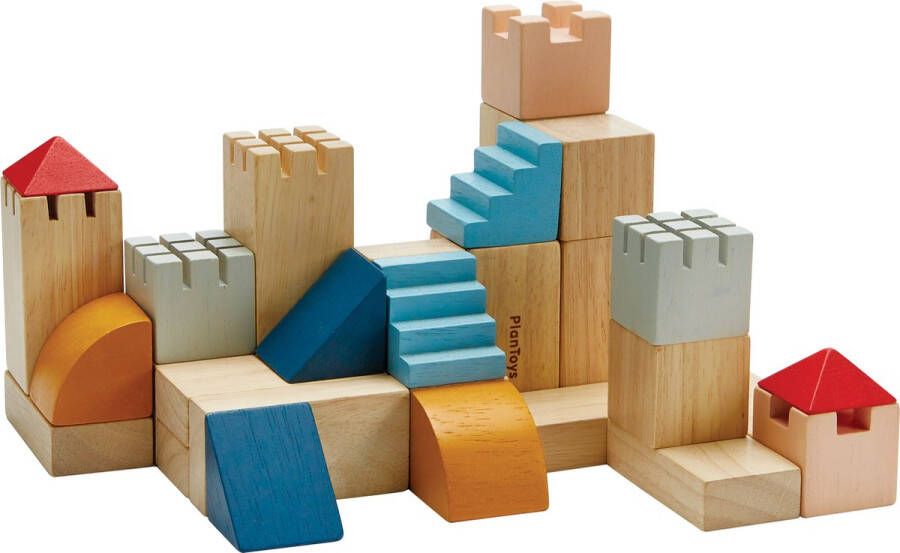 Plantoys Houten Speelgoed Creatieve Blokken-Orchard Bouw een kasteel of een stad! Laat je creativiteit de vrije loop! Bevat 30 stukken met 10 vormen. Er zijn 6 gekleurde blokken en 18 natuurlijke blokken. Aanbevolen leeftijd: Vanaf 18 maan