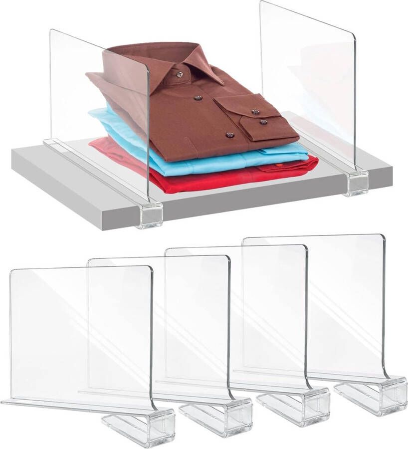 Plankscheider voor de kledingkast van acryl plankverdeler reksysteem zonder boren voor het opbergen en organiseren van kasten