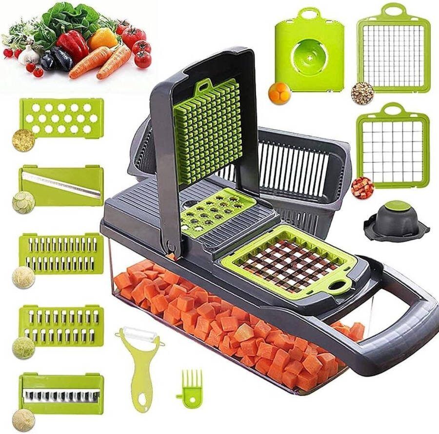 Plantaardige Chopper Mandoline Slicer Professionele Groentesnijder Fruit Groente Dobbelmachine Voedselsnijmachine Veg Chopper Handmatige Ui Slicer Dicer Cutter Veg Slicer 12 in 1