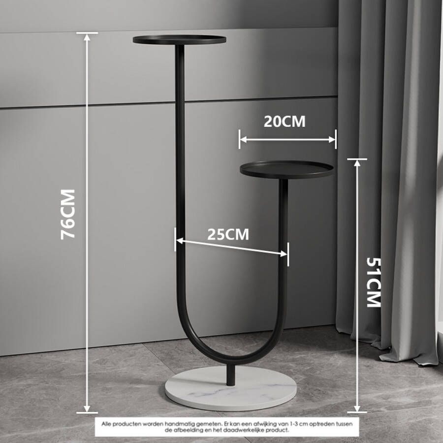 Planten standaard U type Rotsplaten Wit Plateaus Zwart 2 Plateaus
