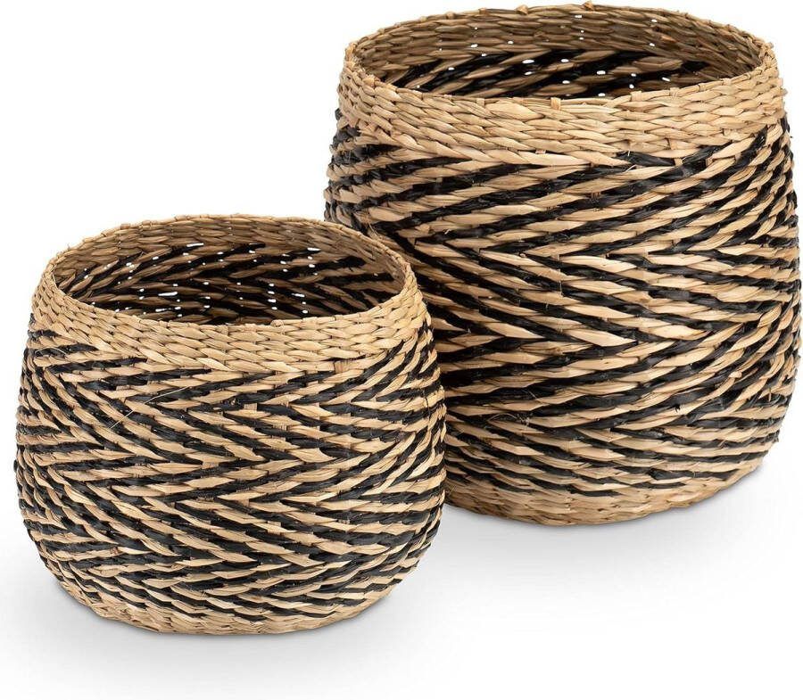 Plantenbak Bak voor planten Gevlochten Zeegras Mand Decoratieve Opbergmand Set M L
