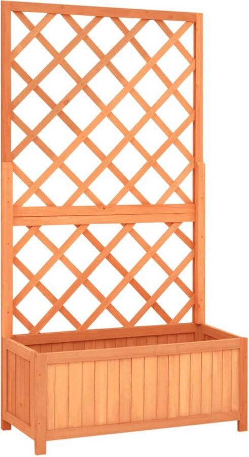 Plantenbak met rek Latwerk Bloembak Klimplanten Massief Vurenhout Bruin 70 x 30 x 135
