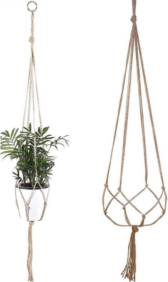 Plantenhanger 1 macramé bloemenhanger katoenen touw hangpot voor planten S metalen haak binnen tuin woonkamer buiten balkon raam wanddecoratie