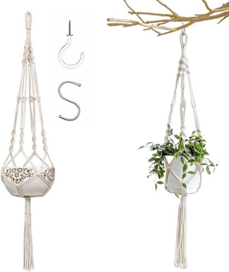Plantenhanger 105 cm hangende mand S-haken katoen touw decoratie plant hanger indoor outdoor plafond balcony wanddecoratie