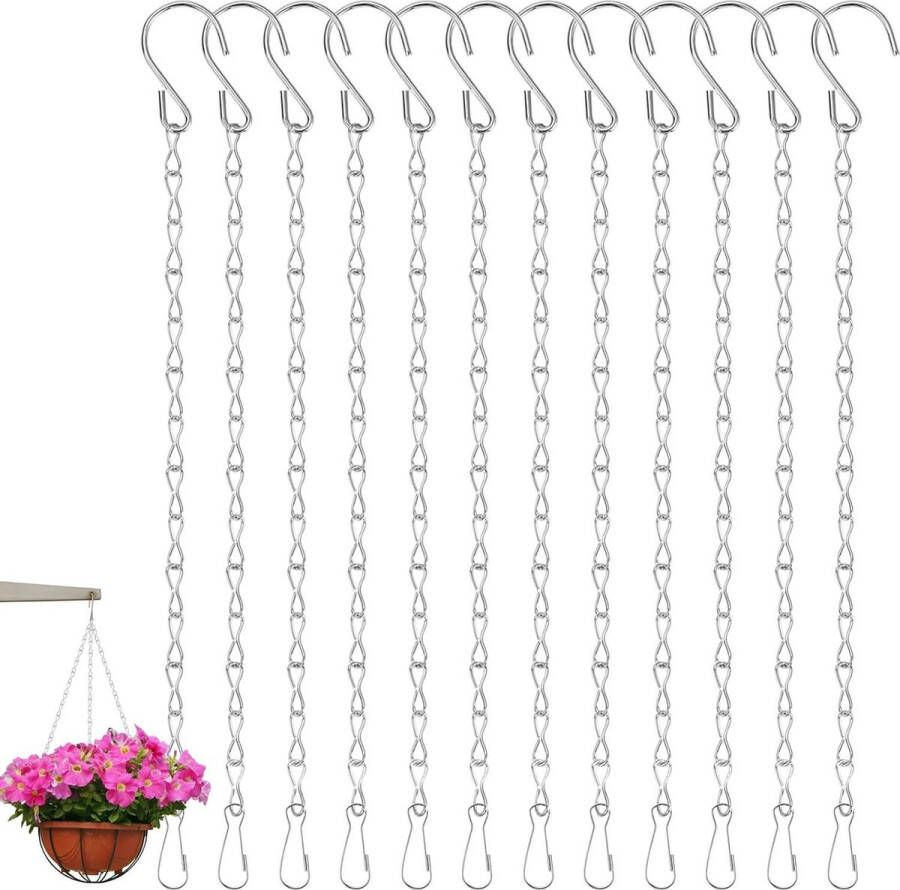 Plantenhanger 12 stuks bloemenkettingen 25 cm metalen ketting om op te hangen hangketting voor planten metalen kettingen ophangen zilveren bloempotketting voor hangplantenpotten bloempotten vogels