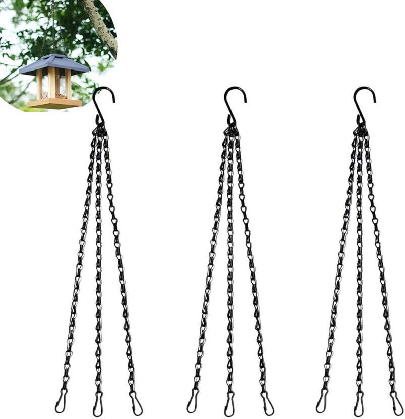 Plantenhanger 3 stuks Bloempothanger Extra groot draagvermogen Tuin bloempotketting Woon decoratie Geschikt voor binnen en buiten Zwart Lengte 50 cm