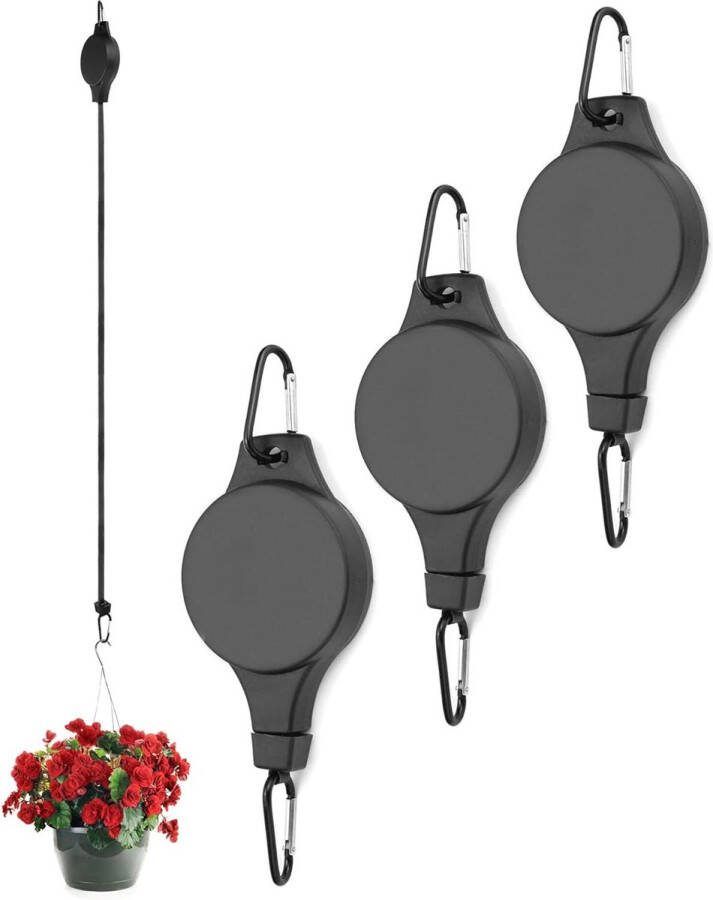 Plantenhanger 4 stuks rolhaken voor plantenhanger hangende mand intrekbaar 0-90 cm max draagvermogen 10 kg ophangen van potplanten nestkastjes