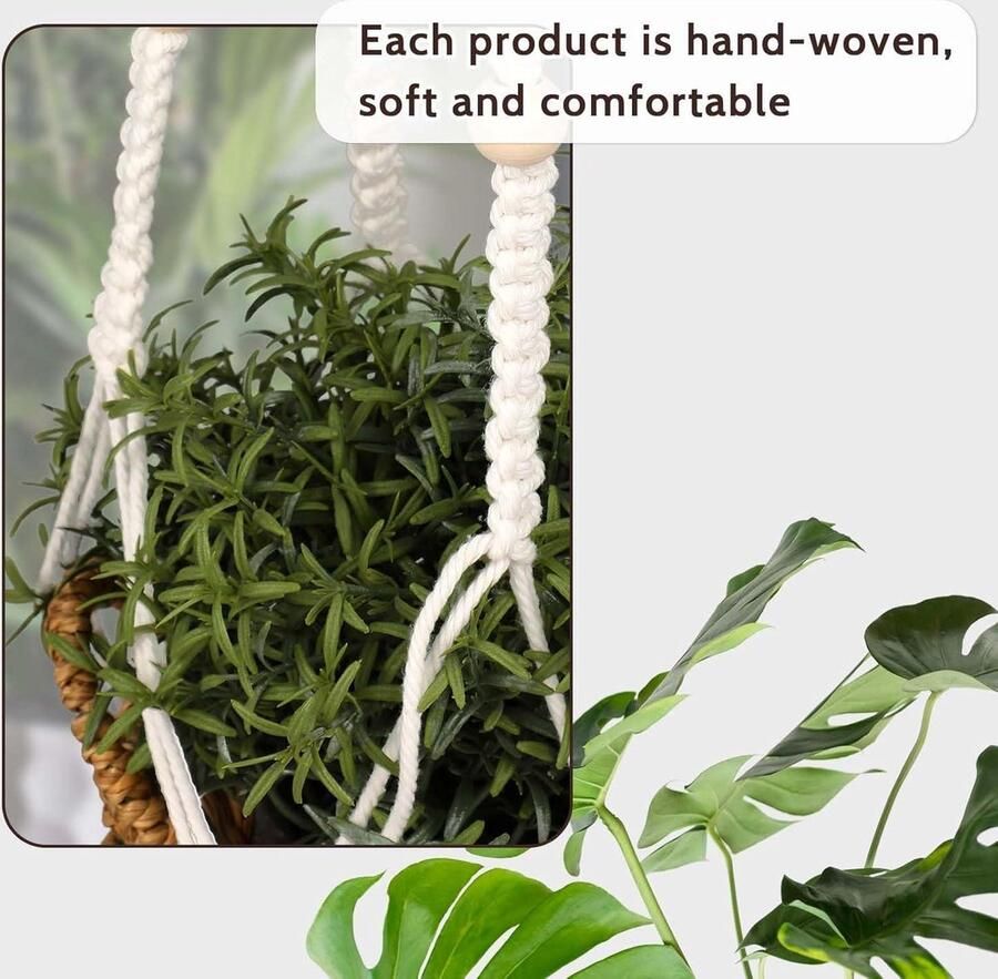 Plantenhanger 72 cm Macrame Plantenhangers Katoen Touw Opknoping Plant Houder Boho Home Decor Bloempot Houder voor Indoor Outdoor Planten