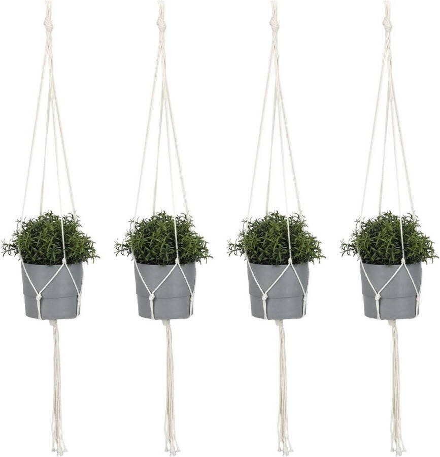 Plantenhanger Boho decoratieve hanglampen 4 stuks 105 cm Katoenen touw Bloempothouder Binnen en buiten