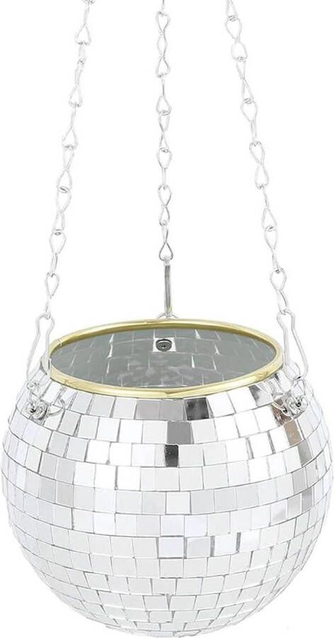 Plantenhanger Discobal bloempot 15 cm zilver hangende bloempot plantenpot plantenhanger discobol-planter met ketting voor binnendecoratie