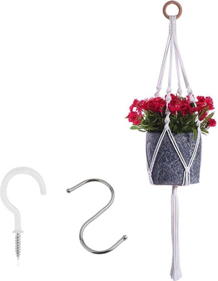Plantenhanger handgeweven touw macramé hangende bloempotten voor planten en bloembakken met haken balkon en bloemendecoratie