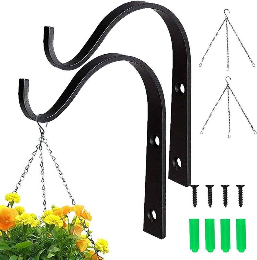Plantenhanger hangende mand houder voor tuinplanten 2 stuks bloempot ketting smeedijzeren mand standaard vogel feeder muurhaak voor hanging basket muur opknoping balkon accessoire