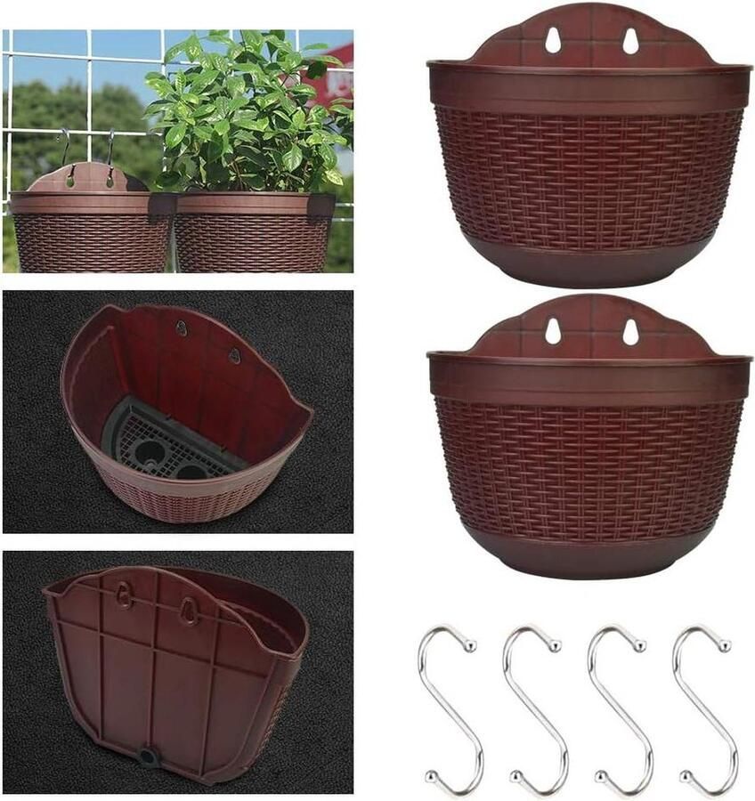 Plantenhanger Hangende Plantenpotten Hars Wandplantenmanden Bruin Balkon Terras
