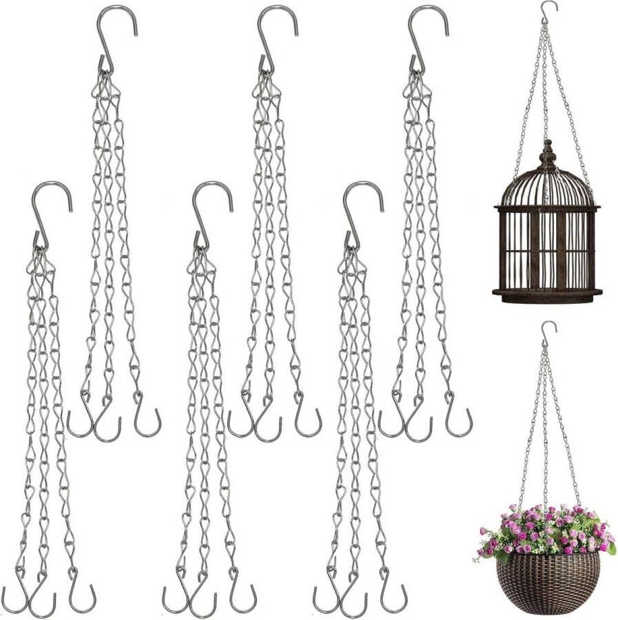 Plantenhanger Hangketting 6 stuks bloempotketting kettinghaken plantenketting S-haken hangende bloempotten vogelkooien