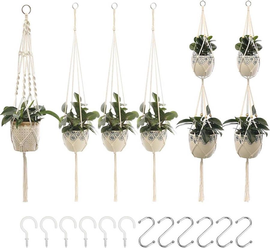 Plantenhanger Hanglamp voor macroplanten S-haken en schroefhaken plafondplanten ophanging boho-stijl tuindecoratie 6 stuks