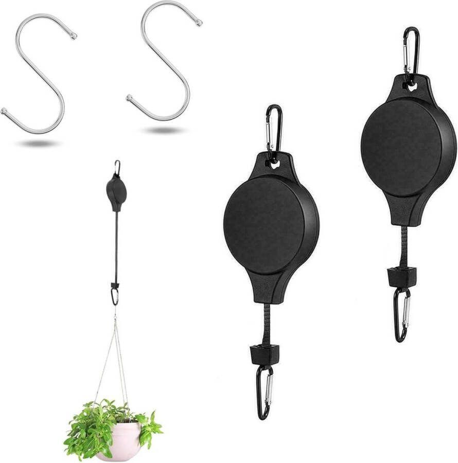 Plantenhanger Intrekbaar Katrol Hanger 0-90 cm Maximale Belasting van 8 kg Wit