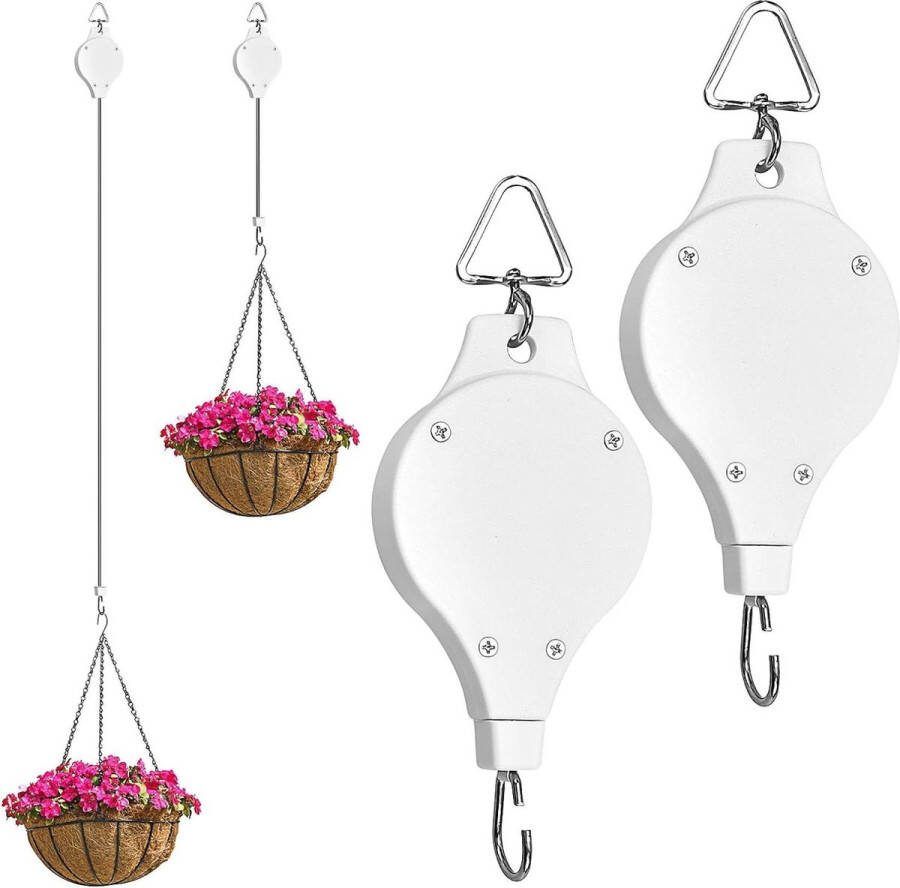 Plantenhanger intrekbare katrol voor hangende planten zware hangende bloemenmandhaken tuin ophangsysteem automatisch vergrendelen verstelbare haak