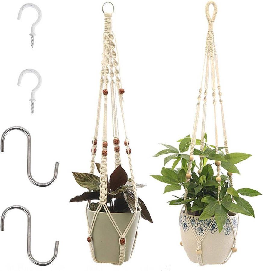 Plantenhanger katoenen touw bloemenhangers hanglampen bloempotplantenhouder macramé plantenhouder voor plafonddecoratie wanddecoratie balkon tuin huishoudelijke decoratie 90 cm