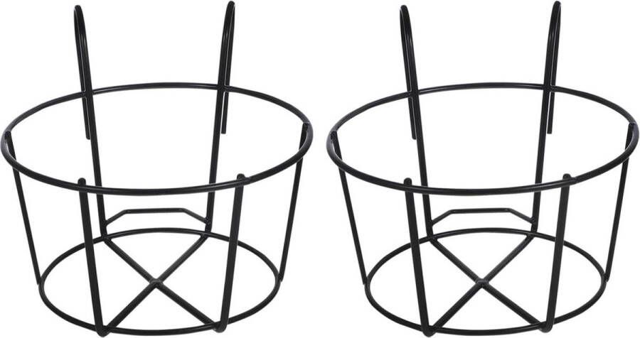 Plantenhanger manden voor ronde bloemenhangers metalen leuningen balkon omheining tuin binnen buiten 25 x 18 x 17 cm