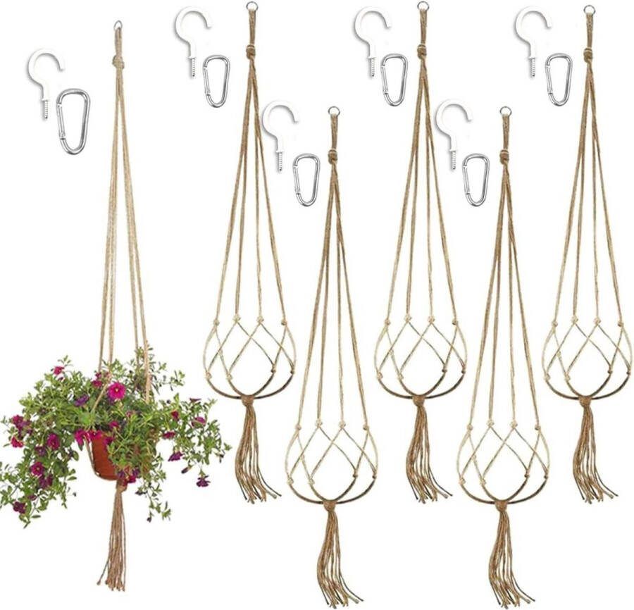 Plantenhanger Met Macramé Bloemen Decoratieve Binnenhanglamp Hangmand Touw Bloempot