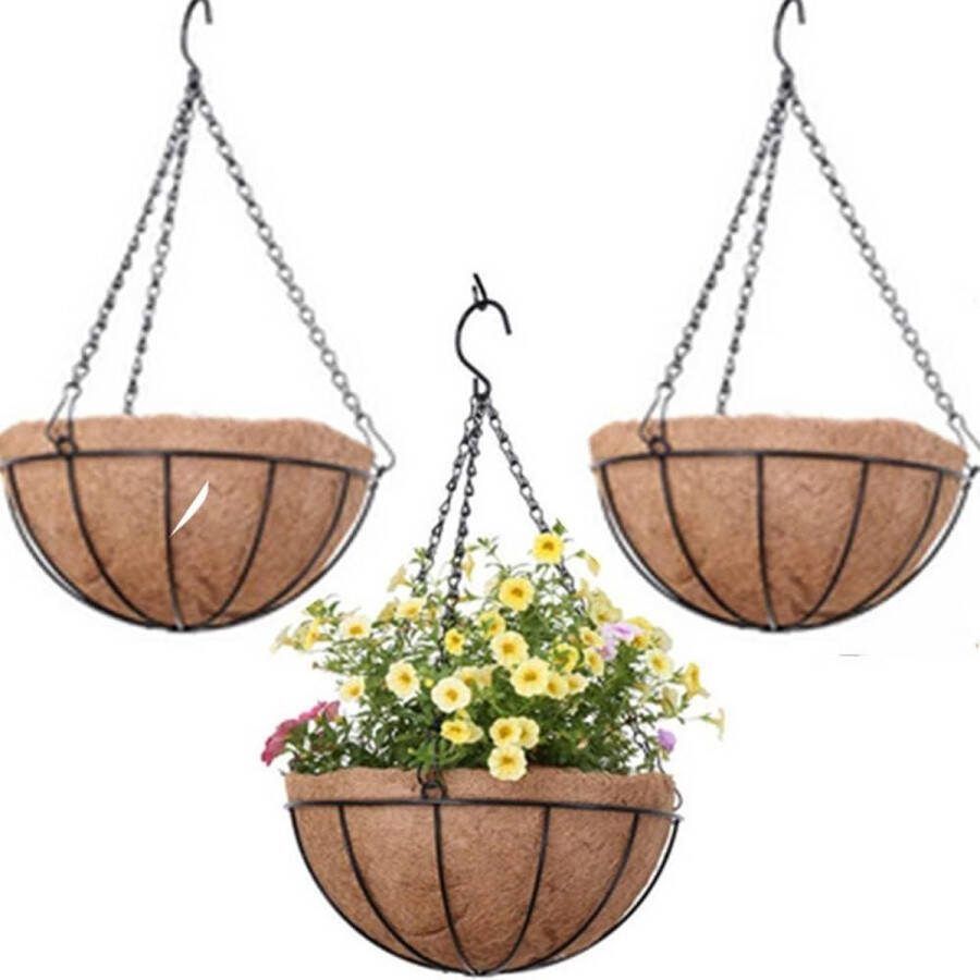 Plantenhanger Metalen Opknoping Planter Baske met Coco Coir Liner Ronde Draad Plant Houder Ketting Veranda Decor Bloempotten Hanger Tuin Decoratie Outdoor Watering Opknoping Manden 10 INCH