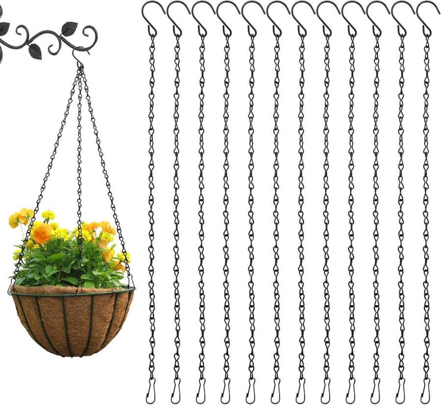 Plantenhanger Planthanger Bloemenhanger kettingen 12 stuks metaal hangende ketting 50 cm mandhouder clips S-haken reserveketting plantenhangers bloempotten vogels