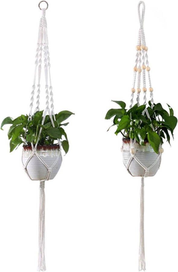 Plantenhanger Planthanger Bloempot Macramé 2 Stuks Bloemenhanger Plantenhangers Plantenpothouder Hanger Boho Decoratie Voor Binnen Balkon Tuin Plafond Wanddecoratie