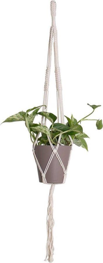 Plantenhanger Planthanger Enkele Vierkante Knoop Wit 100cm